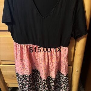 Black and Pink Floral Dress